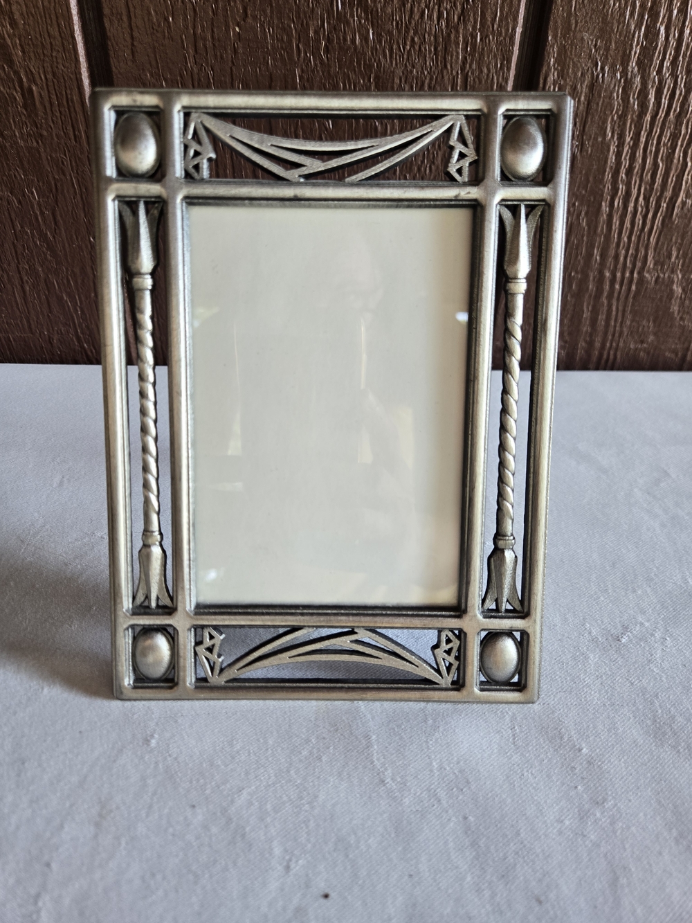 Elegant Geometric Empire Inspired Silver Decorative Picture Frame